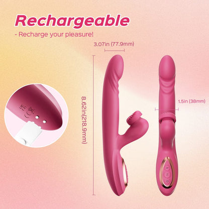 Quusvik Whirlwind G-Spot & Clitoral Vibrator – 3 Thrusting, 7 Vibration & 7 Rotation Modes, IPX6 Waterproof