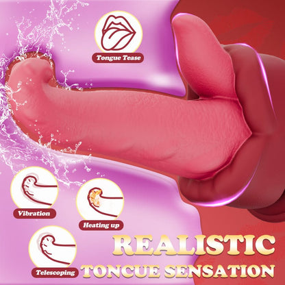 Quusvik Realistic Tongue Thrusting Dildo with Heating and Suction Cup