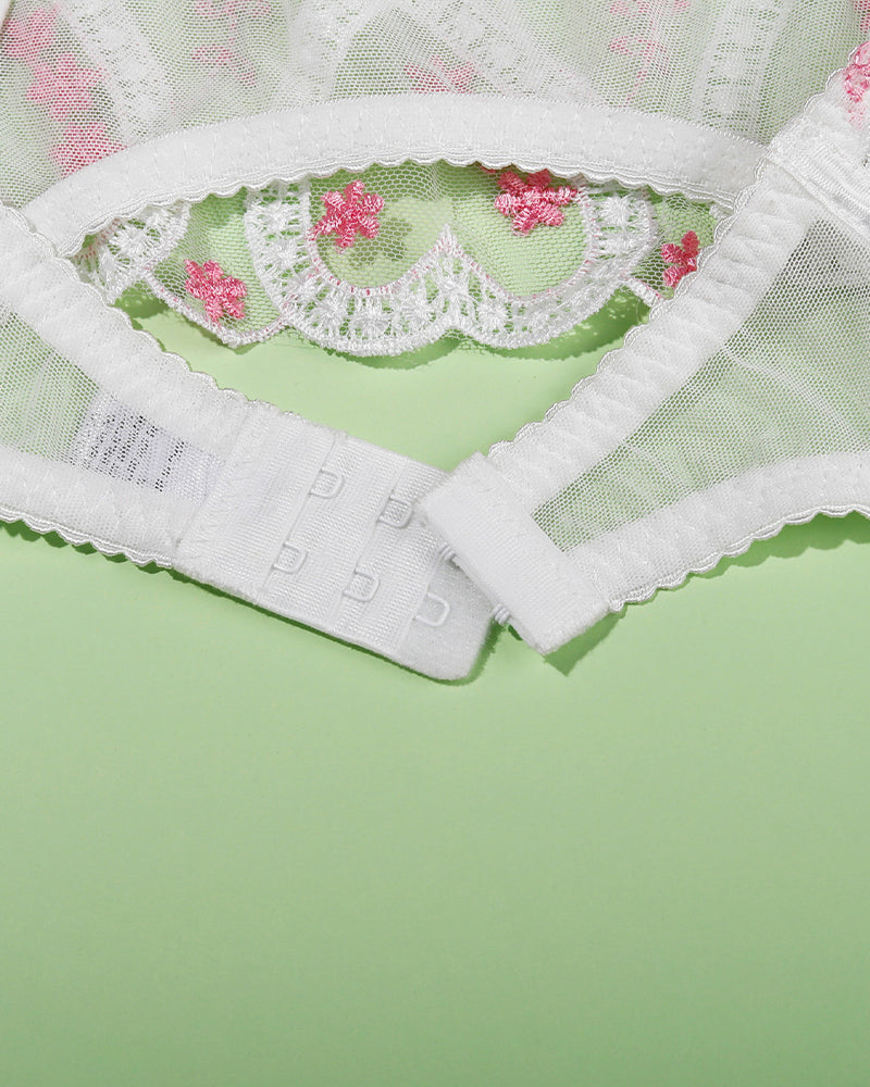 Embroidered Lace Heart Shape Lingerie Set