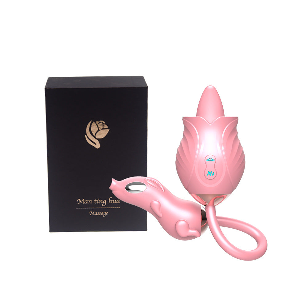 Quusvik - New Rose Double Head Tongue Licking Vibration Jump Egg For Women