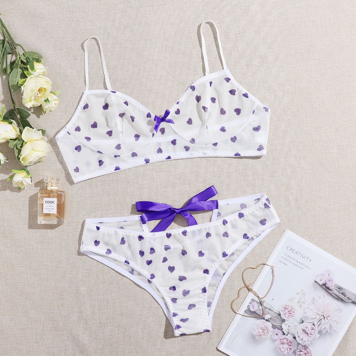 Plus Size Sexy Lingerie Three-piece Set with Backless Design Tempting and Transparent Lace