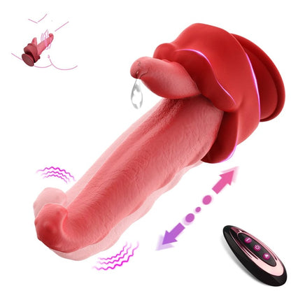 Quusvik Realistic Tongue Thrusting Dildo with Heating and Suction Cup