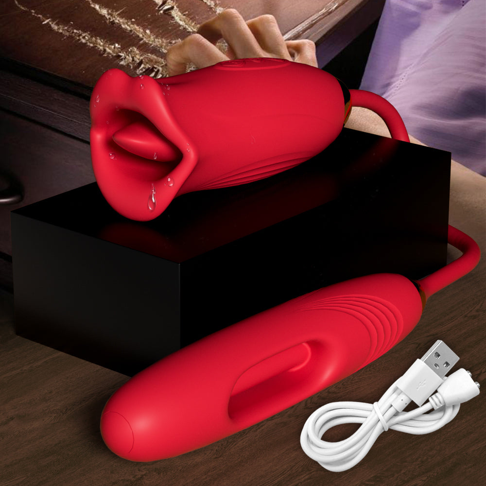 Quusvik - Rose Muncher Lip Tongue Suction Vibrator With Patting Dildo Vibrator