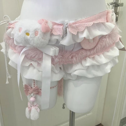 Cute Kitten Suspender Jeans Sexy Lingerie Set