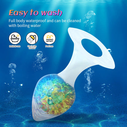 Quusvik Love-Shaped Crystal Butt Plug – Weighted Anal Plug for G-Spot & Prostate Stimulation, 3 Sizes, O-Ring Base, Liquid Silicone