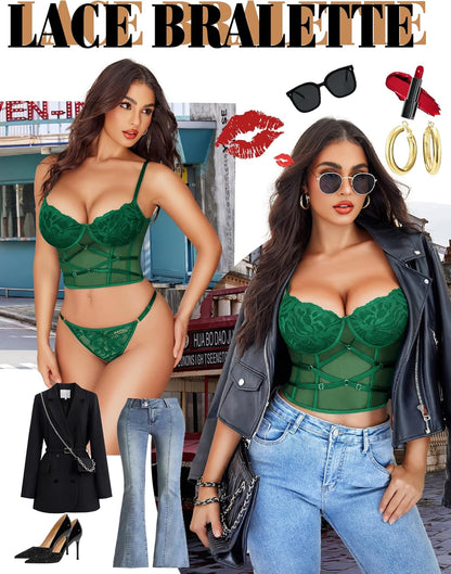 Women's Gorgeous 2-Piece Lingerie Set Sexy Lace Bra Panty Lace