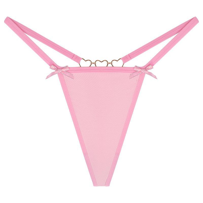 Sexy Love Heart Chain Bowknot Low Waist Seamless Women's Thong
