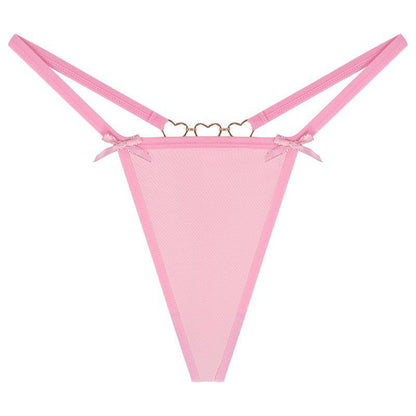 Sexy Love Heart Chain Bowknot Low Waist Seamless Women's Thong
