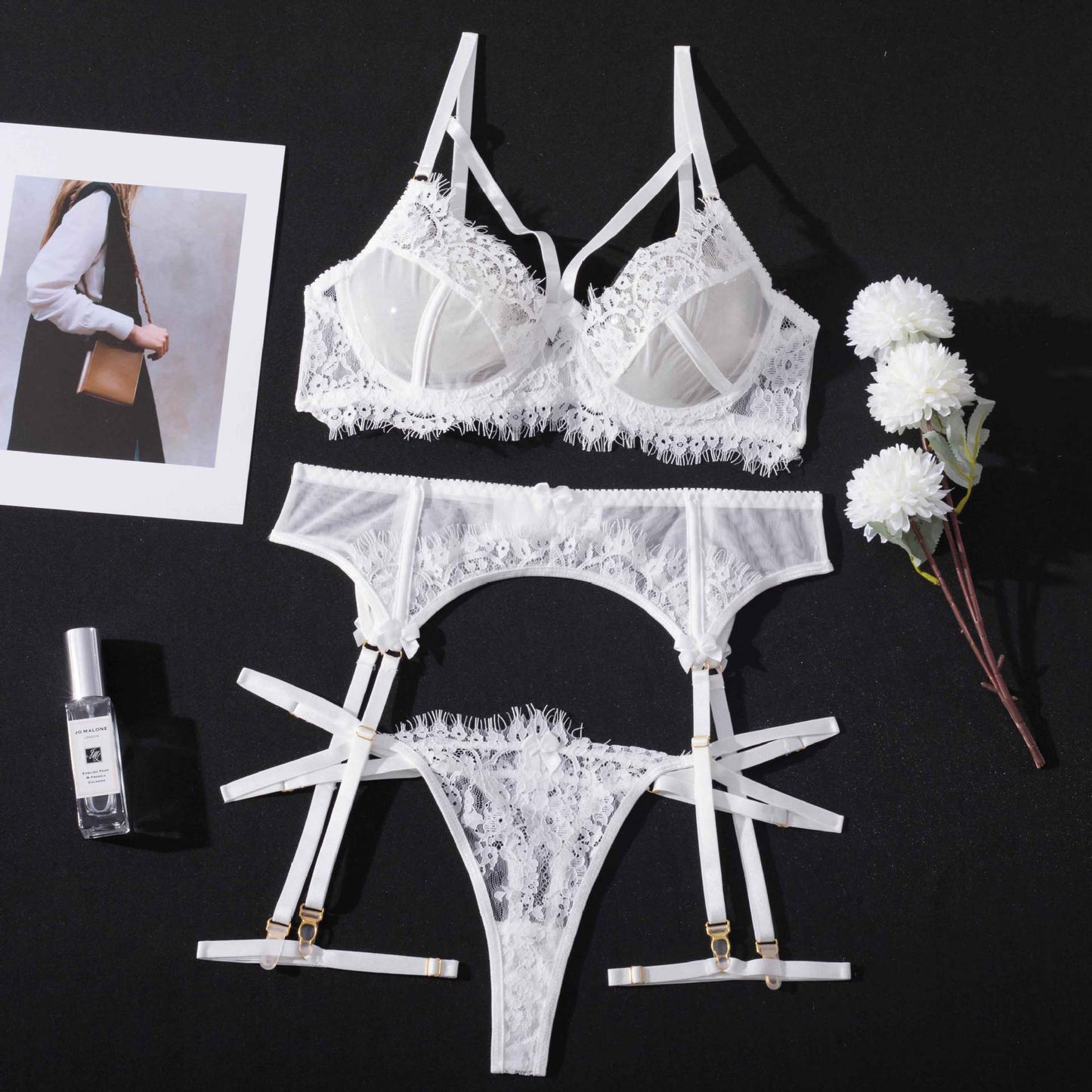 Mesh Stitching Lace Garter Sexy Lingerie Fun Suit