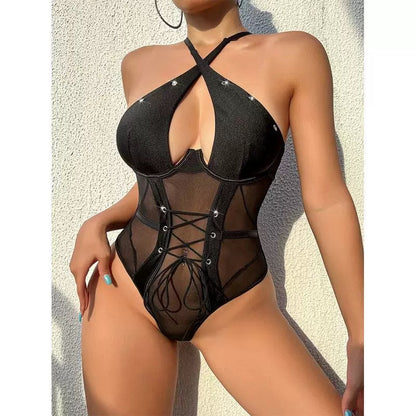 Sexy Lingerie Pajamas Lace See-Through Seductive Corset Adjustable Corset