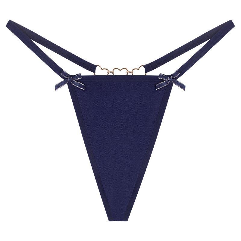 Sexy Love Heart Chain Bowknot Low Waist Seamless Women's Thong