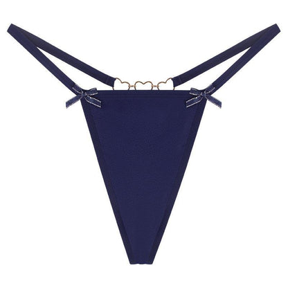 Sexy Love Heart Chain Bowknot Low Waist Seamless Women's Thong