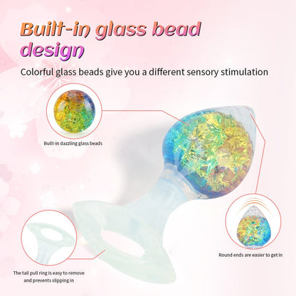 Quusvik Love-Shaped Crystal Butt Plug – Weighted Anal Plug for G-Spot & Prostate Stimulation, 3 Sizes, O-Ring Base, Liquid Silicone