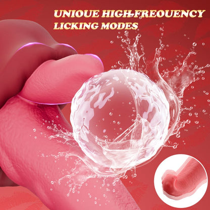 Quusvik Realistic Tongue Thrusting Dildo with Heating and Suction Cup