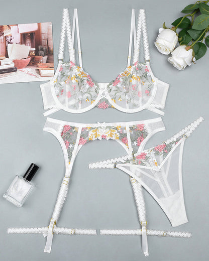 Embroidery Butterfly Bra Set