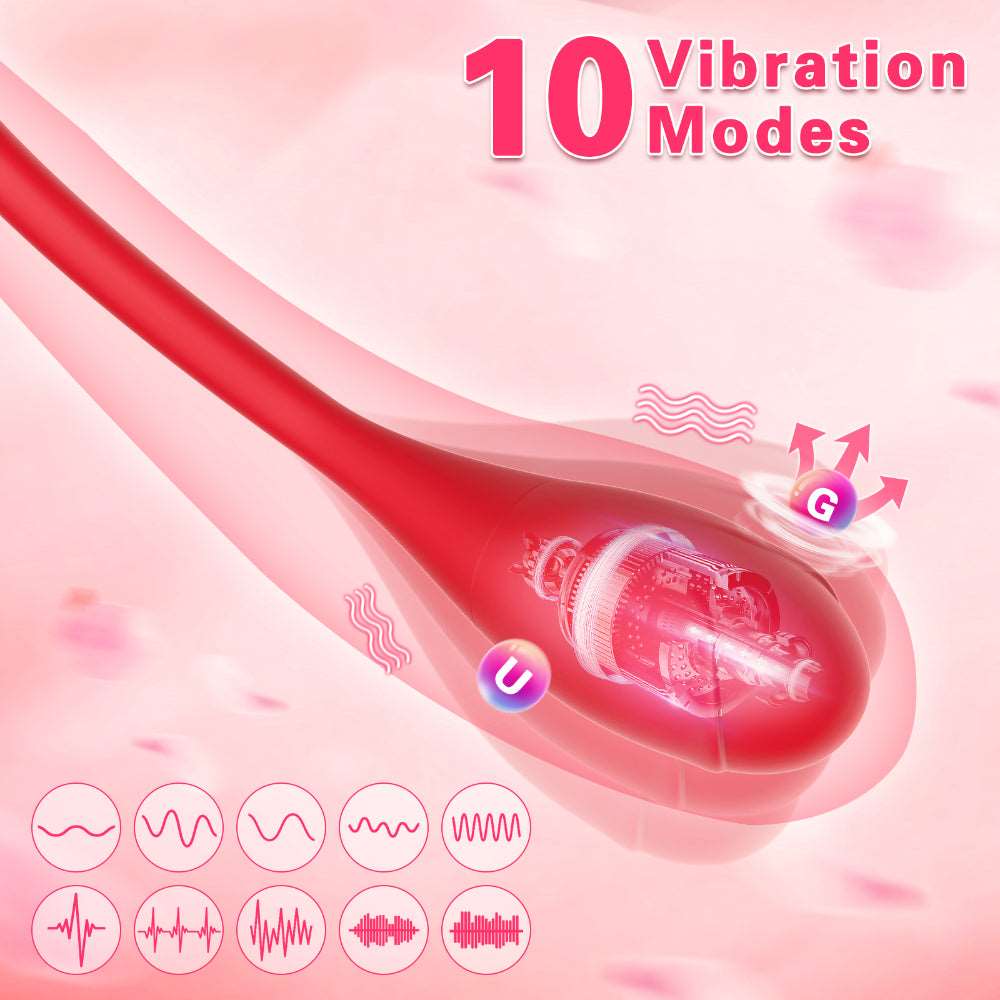 Quusvik 2 In 1 Rose Clitoris Vibrator Tongue Licking Thrusting Vibrator Nipple Stimulator