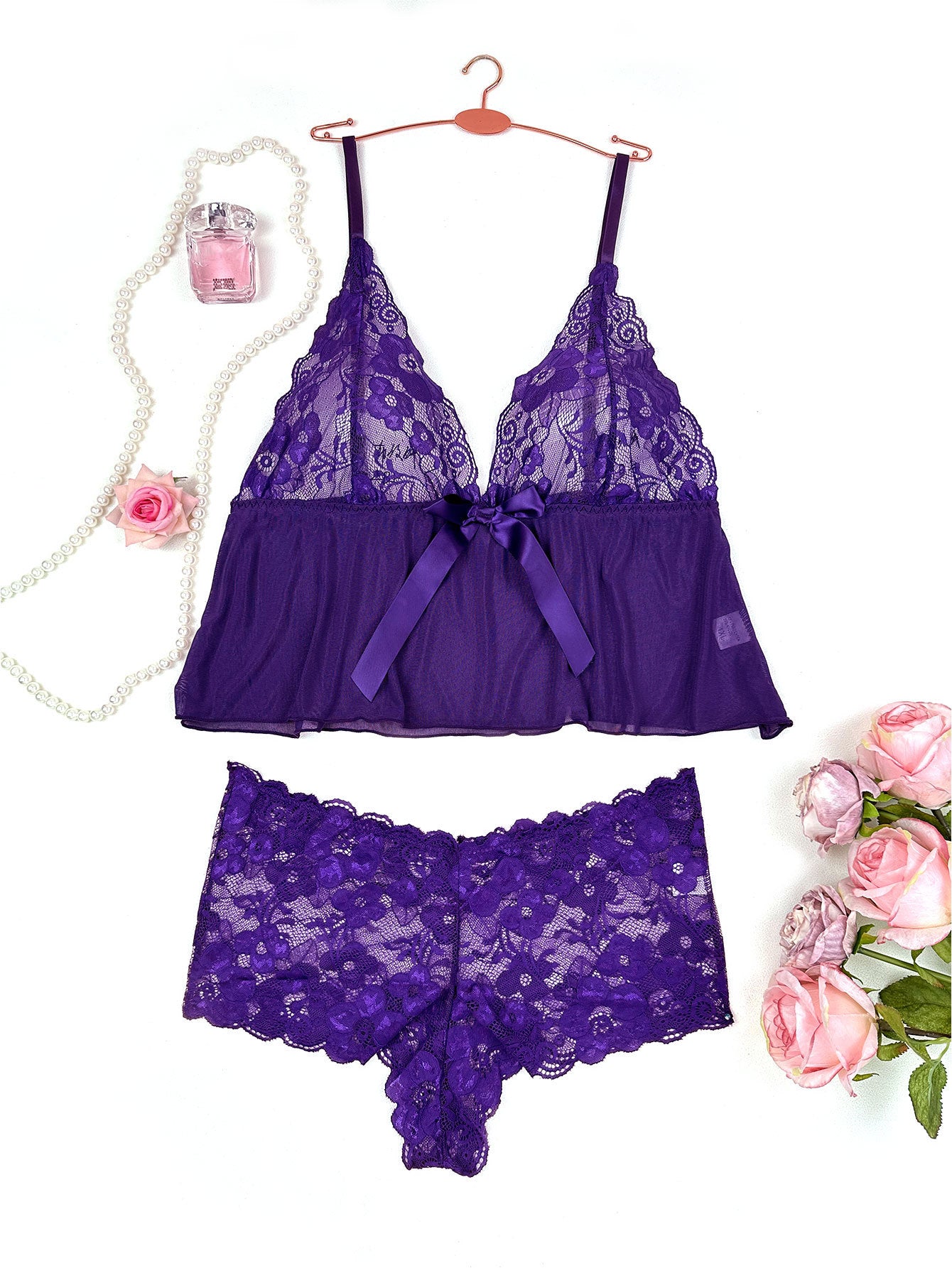 Plus Size Three-Point Lace Sling with Boxer Underwear Sexy Suit