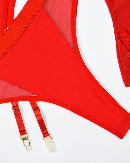 Exotic Gloves Mesh Lingerie Sets