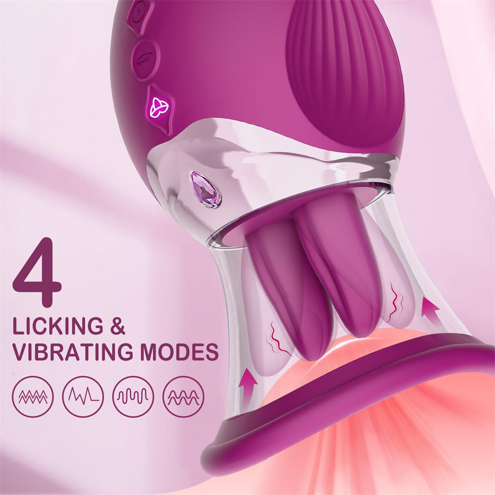 Quusvik - Rose Sex Toy 4 In1 Tongue Licking Thrusting G Spot Vibrator Clitoral Nipple Sucker Pump Stimulator