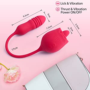 Quusvik - Rose Female Tongue Licking Egg Jumping Telescopic Masturbation Device Double-headed Vibrating Sex Toy