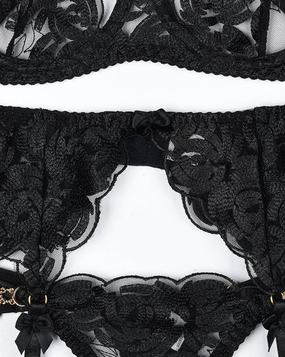 Vintage Gemstone Lace Lingerie Set