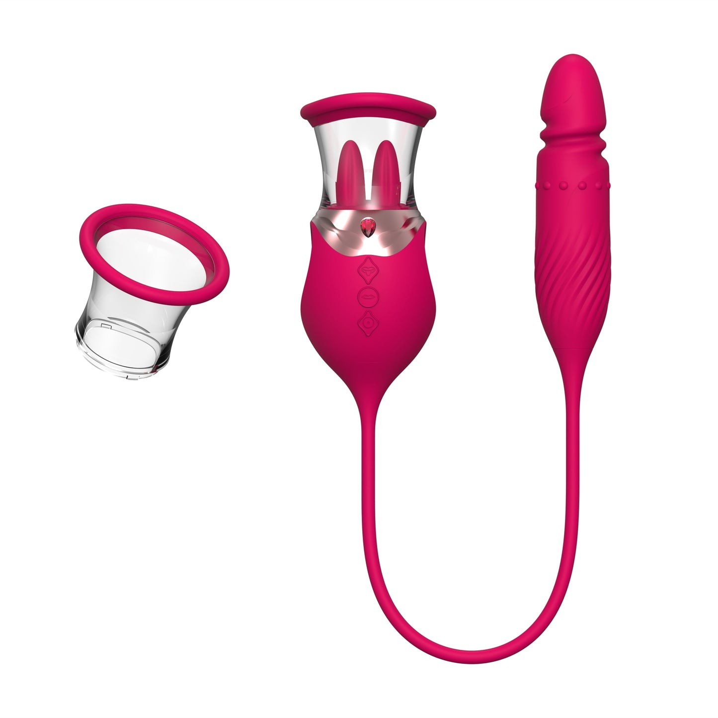 Quusvik - Rose Sex Toy 4 In1 Tongue Licking Thrusting G Spot Vibrator Clitoral Nipple Sucker Pump Stimulator