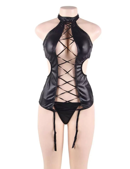 Plus-Size Lingerie Hollow-Out Tight Mini Skirt Sexy Sleep Dress