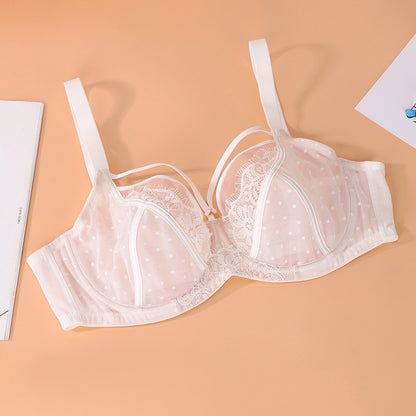 Plus-Size Lace Bra with Adjustable Cups for Large Breasts