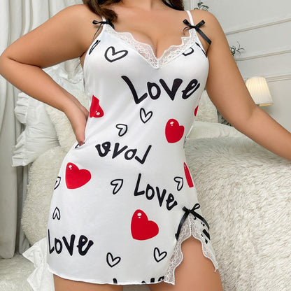 Plus Size Heart-shaped Suspender Babydoll