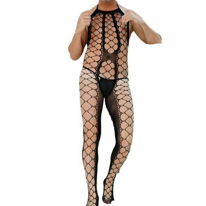 Men's Plus Size Hollow Out See-Through Mesh Sexy Underwear No Need To Take It Off