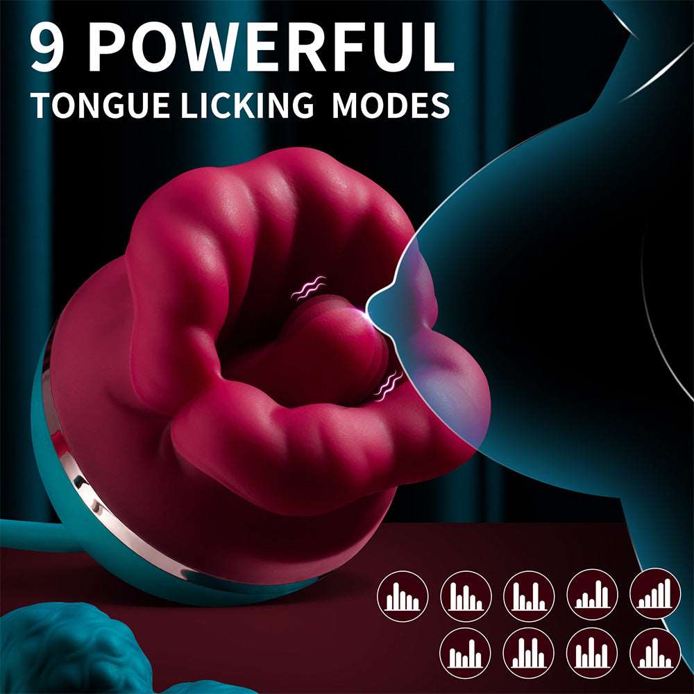 Quusvik - Big Mouth Vibrator 3 In1 Tongue Licking Suction G Spot Vibrator With Vibrating Dildo