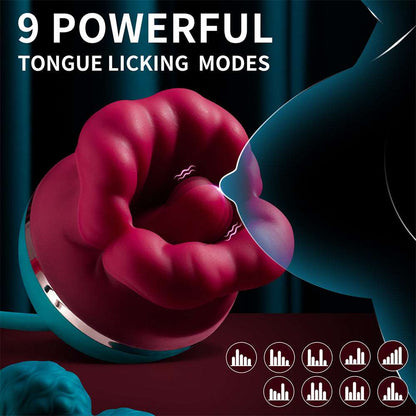 Quusvik - Big Mouth Vibrator 3 In1 Tongue Licking Suction G Spot Vibrator With Vibrating Dildo