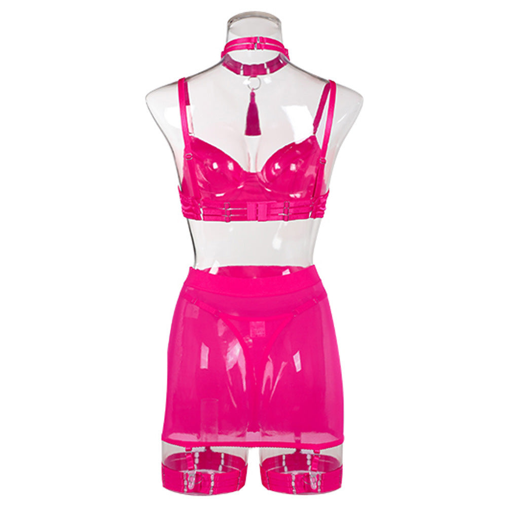 Tassel Collar Hip Skirt Gloves Sexy Lingerie Suit