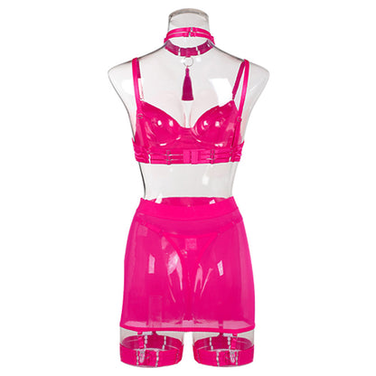 Tassel Collar Hip Skirt Gloves Sexy Lingerie Suit