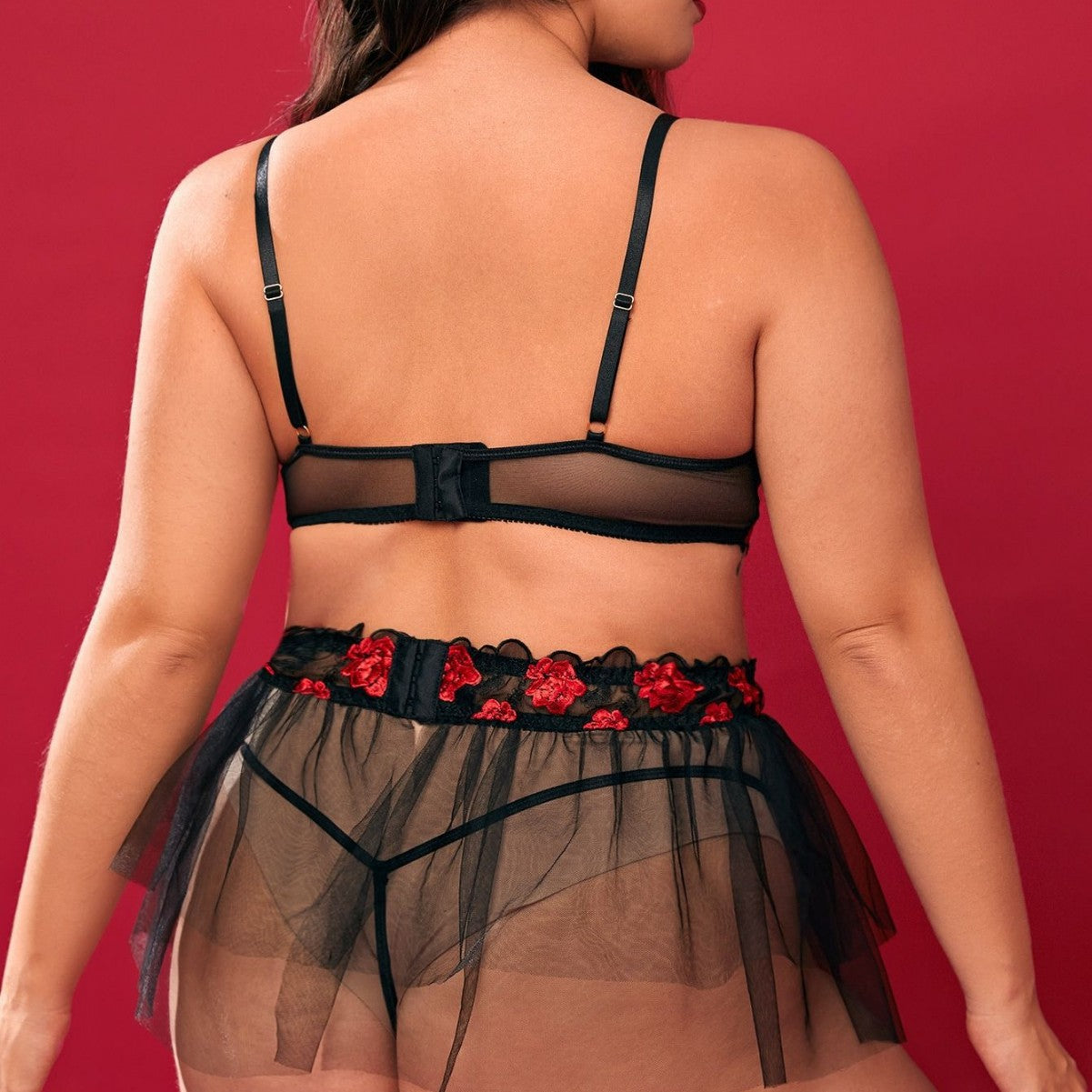 Three-Point Sexy plus Size Semi See-through Seduction Lace Suit