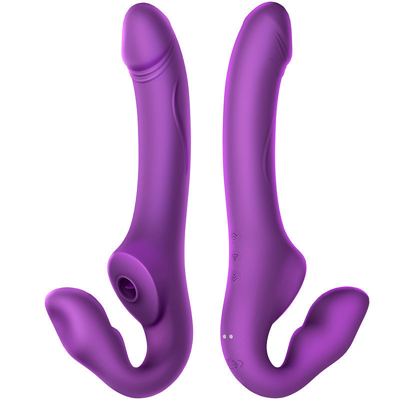 Quusvik- Wireless Remote Control Vibrating Double Head Sucking And Inserting Simulated Penis Female Massage Stick