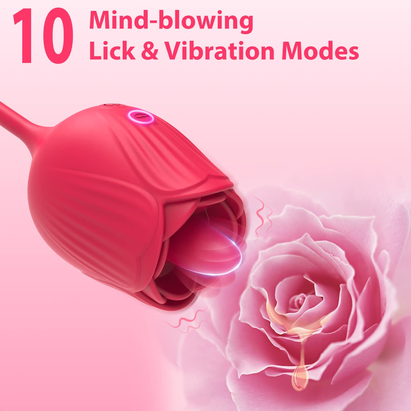 Quusvik - Rose Female Tongue Licking Egg Jumping Telescopic Masturbation Device Double-headed Vibrating Sex Toy