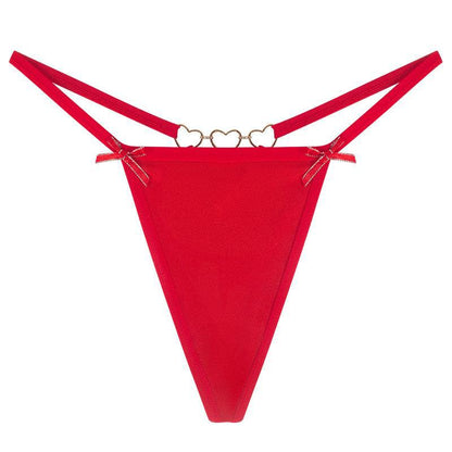 Sexy Love Heart Chain Bowknot Low Waist Seamless Women's Thong