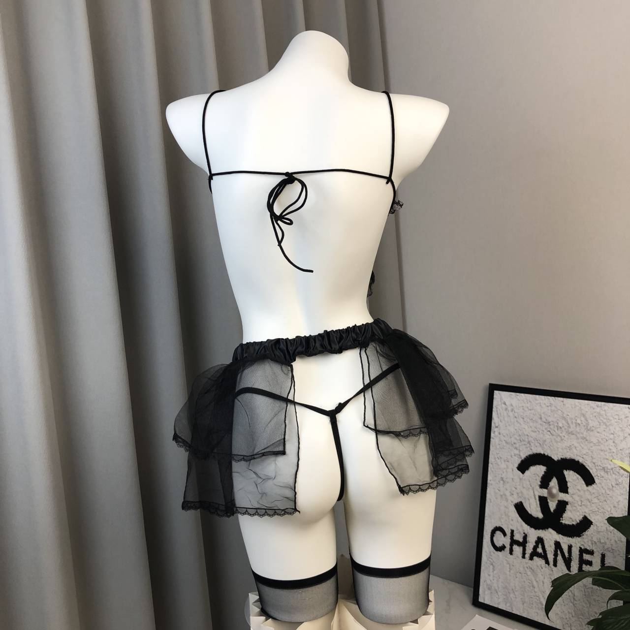 Butterfly Pearl Sheer Lingerie Set with Tutu Skirt