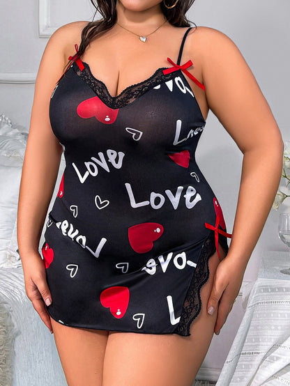 Plus Size Heart-shaped Suspender Babydoll