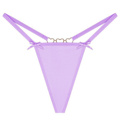 Sexy Love Heart Chain Bowknot Low Waist Seamless Women's Thong