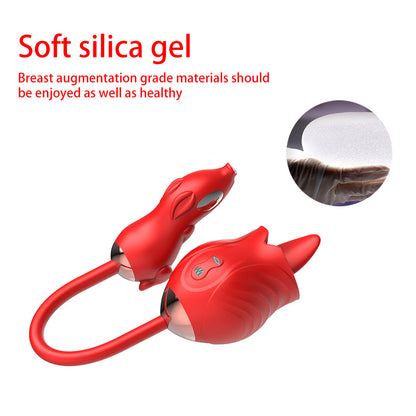 Quusvik - New Rose Double Head Tongue Licking Vibration Jump Egg For Women