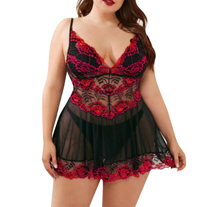 Lingerie Lace Sling Mesh Dress See-Through Sleep Dress