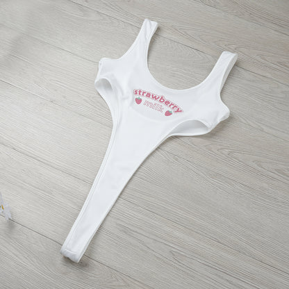 Sexy Strawberry Print High Fork Bikini Sexy Lingerie