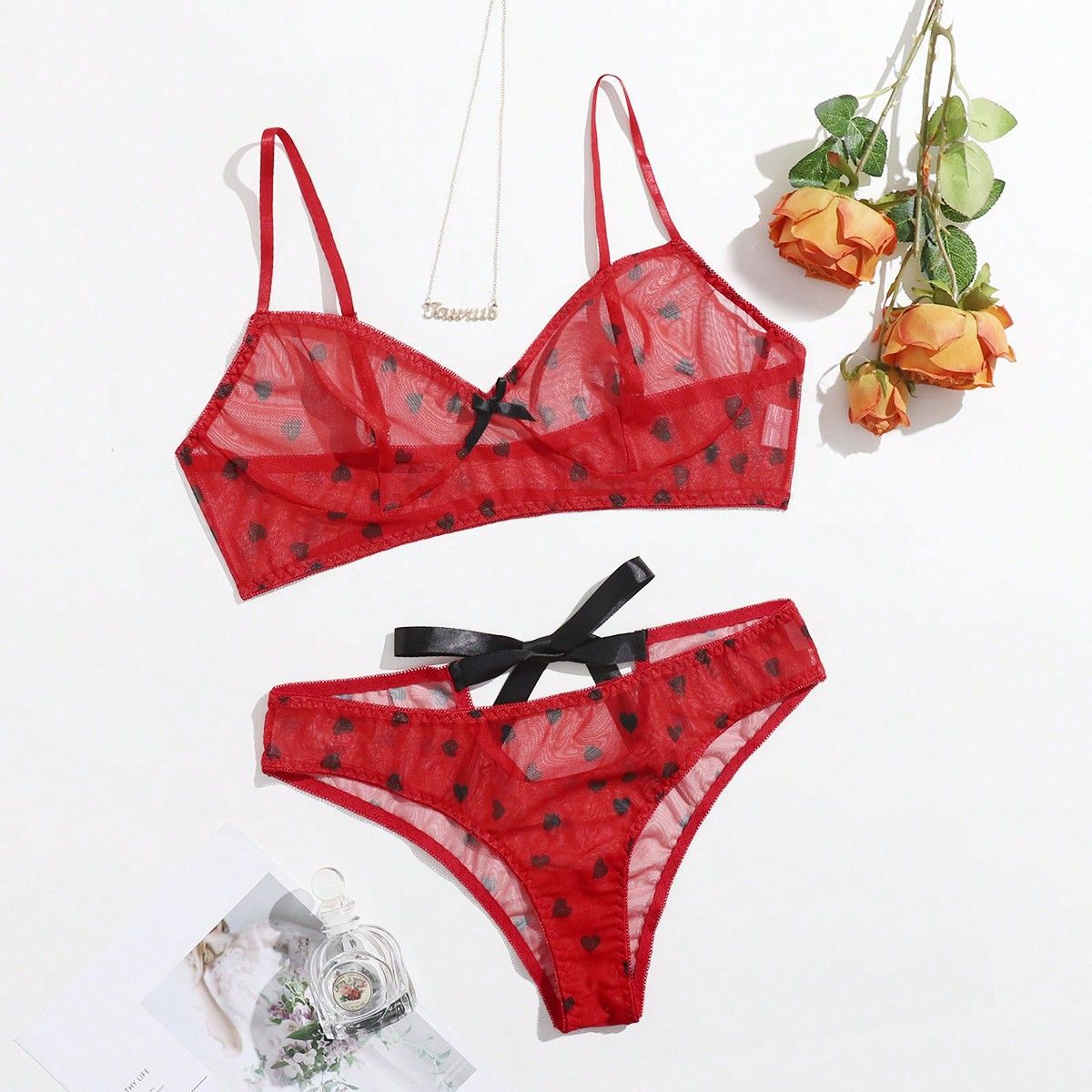 Plus Size Sexy Lingerie Three-piece Set with Backless Design Tempting and Transparent Lace