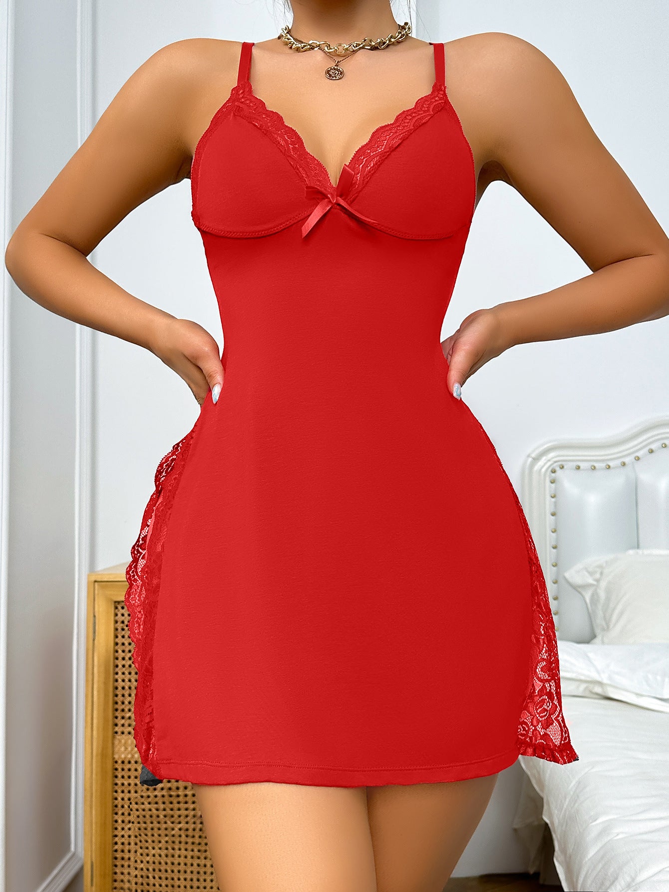 V Neck Halter Sexy Lingerie Dress