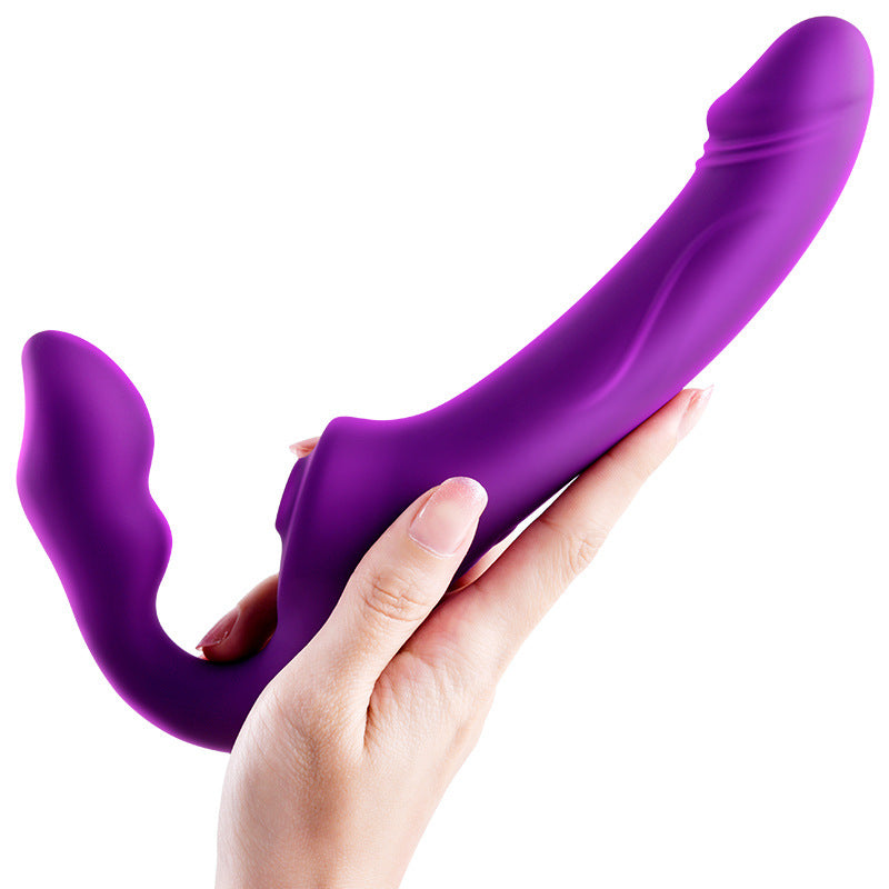 Quusvik- Wireless Remote Control Vibrating Double Head Sucking And Inserting Simulated Penis Female Massage Stick