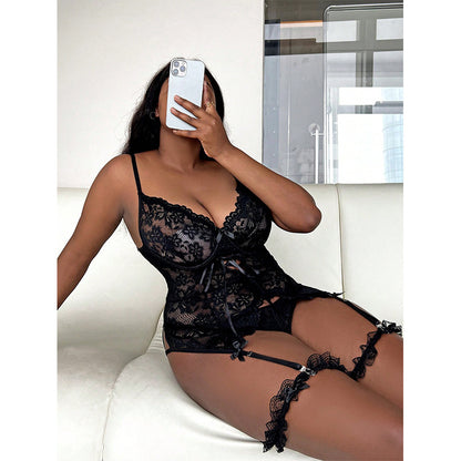 Plus-Size Erotic Lingerie Set with Lace Embroidery Sexy Uniform Style