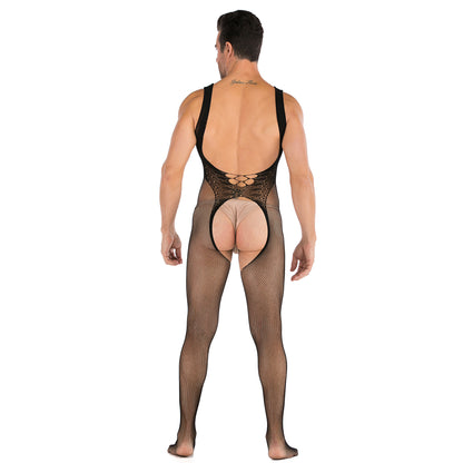 Men's See-through Open-chest Mesh Jumpsuit