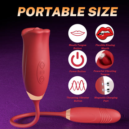 Quusvik - Rose Muncher Rose Kiss Tongue Vibrator With Thrusting Dildo Vibrator